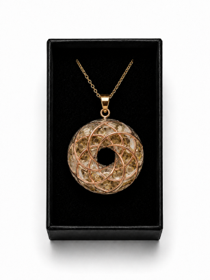 Cewka Rodina z cytrynem – naszyjnik, oplot miedziany | LUMI Torus Solaris