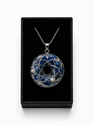 Cewka Rodina z lapis lazuli – naszyjnik, oplot srebrny | LUMI Torus Veritas