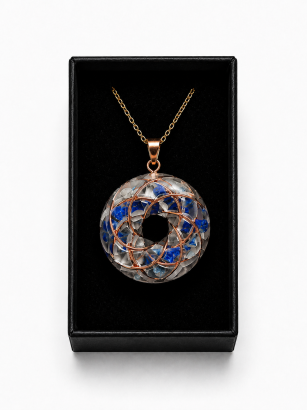 Cewka Rodina z lapis lazuli – naszyjnik, oplot miedziany | LUMI Torus Veritas